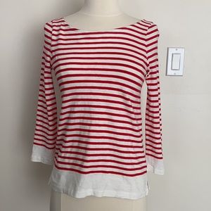 J.Crew sailor boatneck red & cream cotton top, XS.